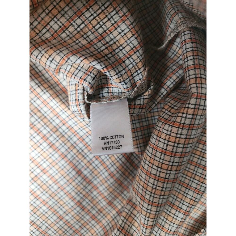 Cherokee Men's XL Orange Plaid Button Up Short Sleeve Shirt Retro Country Cotton - Picture 9 of 13